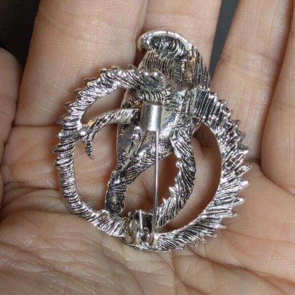 Cobra Brooch Rhinestone Snake Silver Tone 2 Inch - Picture 5 of 8
